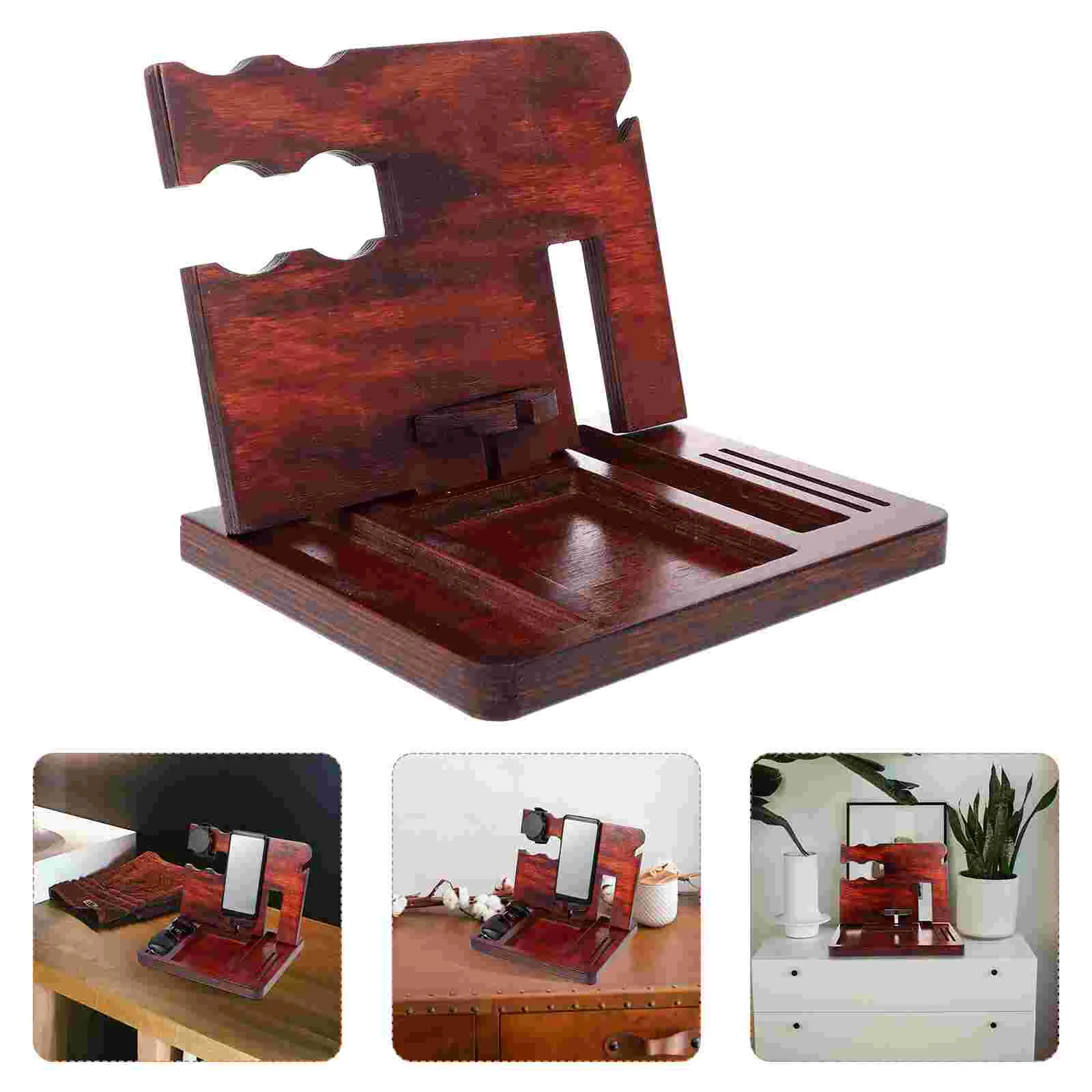 

Holderstand Wooden Easel Station Organizer Wood Rack Storage Tray Mini Holding Canvas Braceletdisplay Wallet Shelf Desk Cell Key
