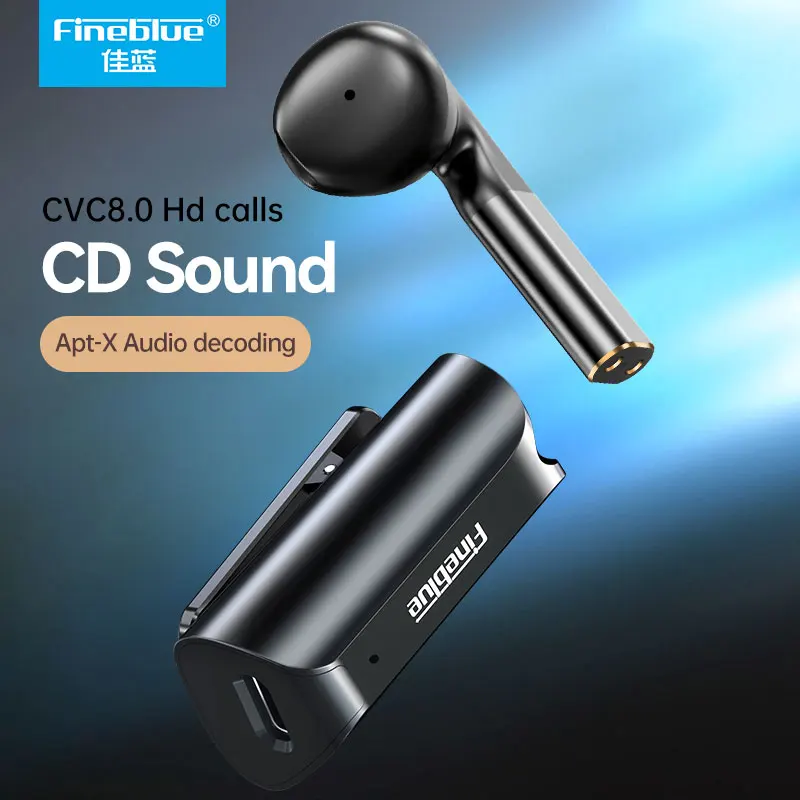 FineBlue-auricular F-5 Pro, inalámbrico por Bluetooth, con micrófono manos libres, estilo APTX...