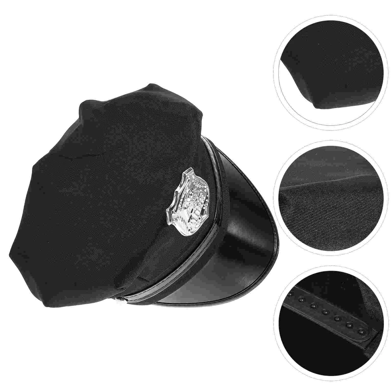 Хэллоуин Черная полицейская шляпа из искусственной кожи с блестками Мужские