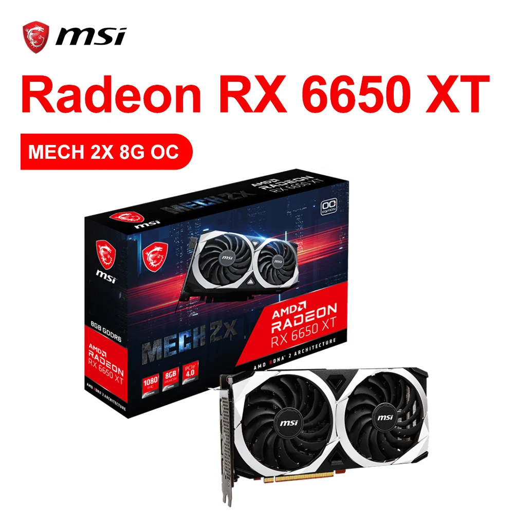 

MSI Radeon RX 6650 XT MECH 2X 8G OC New Graphic Card GDDR6 17.5 Gbps 128-bit 7nm 6650XT Video Cards GPU Desktop placa de vídeo