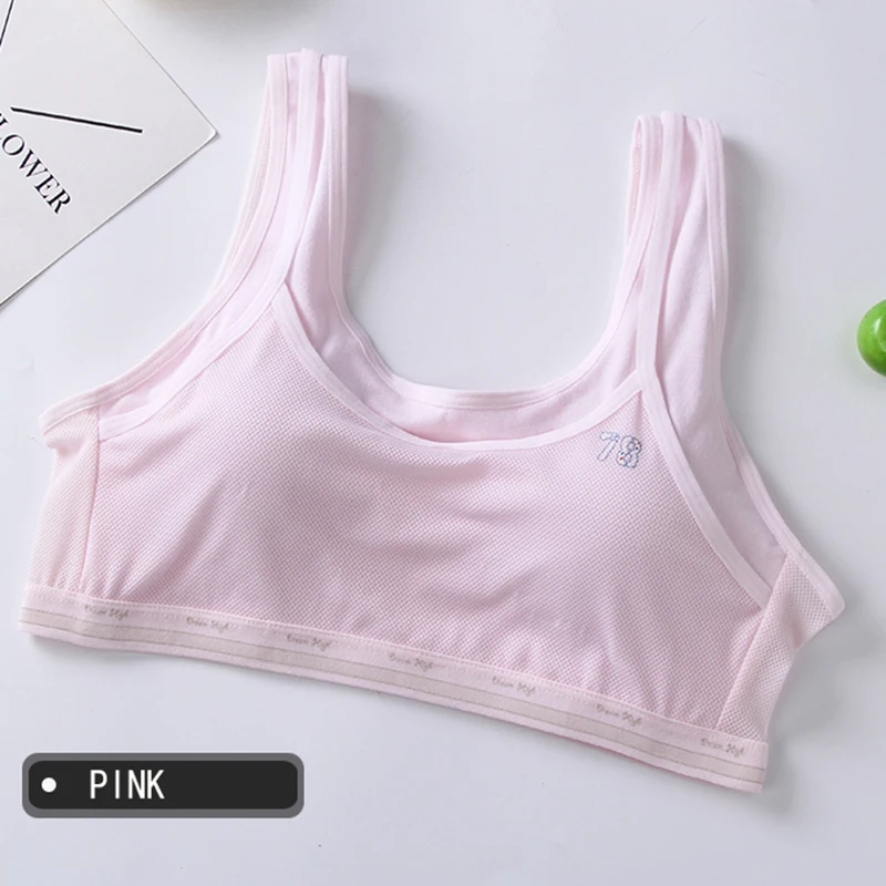 

Cotton Sports Bras For Girls Hollow Mesh Breathable Underwear Puberty Kids Shockproof Fitness Vest