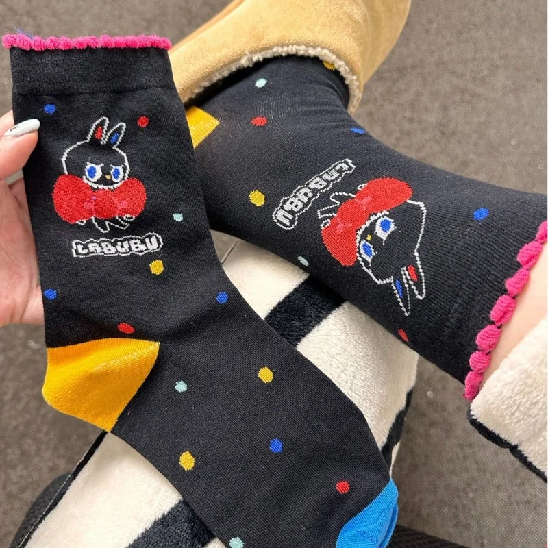 Labubus носки для взрослых и детей женские чулки в стиле аниме зимние теплые