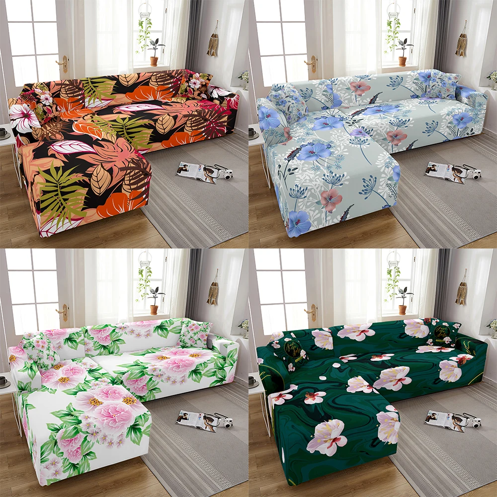 

Эластичные Чехлы для дивана в гостиную, 3D растягивающиеся чехлы с цветочным принтом, Женский Трехместный Чехол для дивана L-образной формы