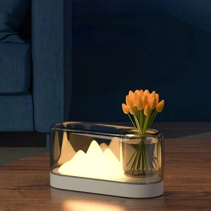 

Creative LED recharge Plant Lamp | Mountain Night Light Desktop Plant Lamp Mini Potted Storage Ambience Light Dimmable Design