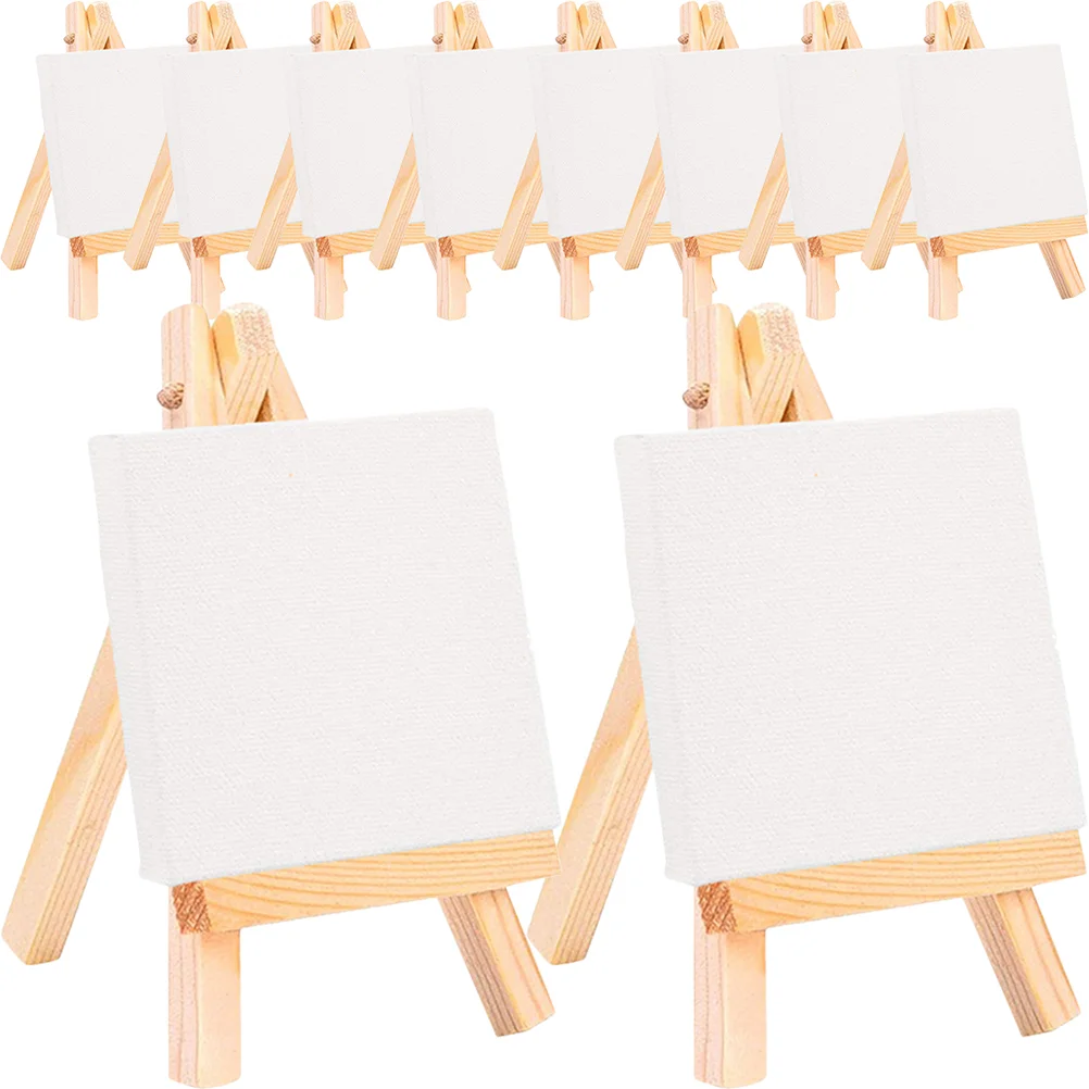 

18 Sets Painting Canvas Panels Easel Crafted DIY Supply Mini Canvases Supplies Bracket Wood Small Tiny Child Kids Decor For To