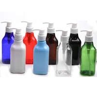 200ml 8 color available square long neck shape refillable squeeze pet portable plastic lotion bottle with white color pump
