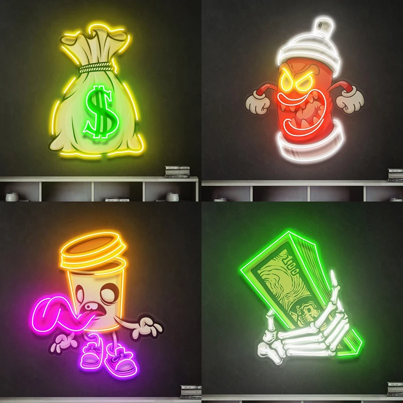 

Acrylic Artwork Led Neon Sign Cartoon Shape Pop Art Neon Signs Bedroom Living Room Home Wall Decoration Custom Night Lights