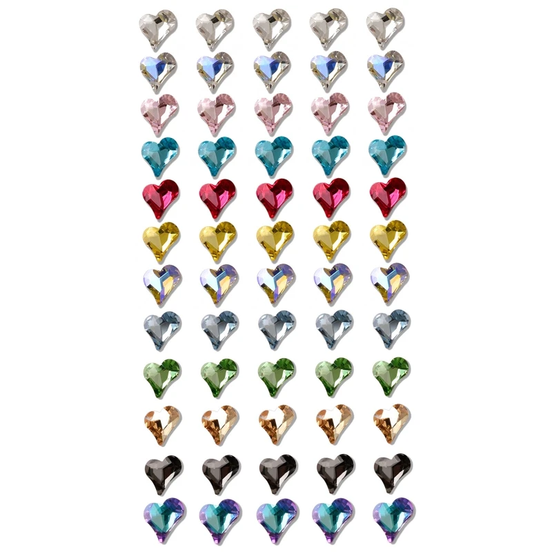 

60pcs/set Flatback Heart Nail Rhinestones Heart Glass Crystal Rhinestones Nail Art Jewelry Charms DIY Nail Set