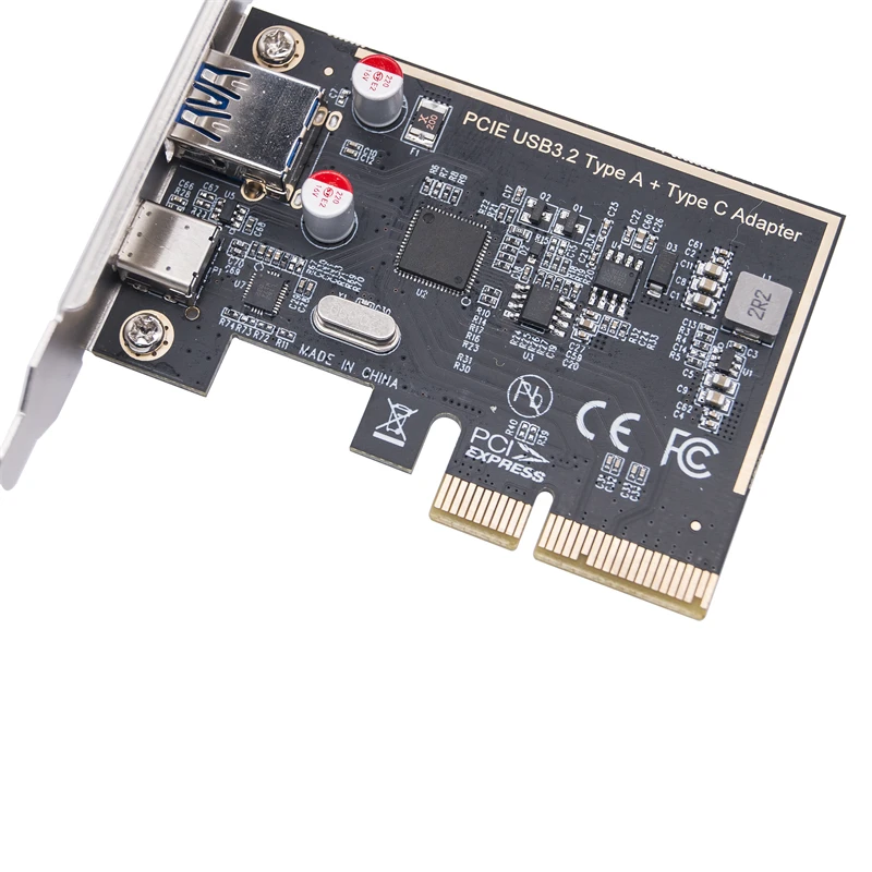 Фото PCIE USB 3.2 GEN2 10G + адаптер Type C 10G PCI Express X4 Карта расширения Riser ASM1142 Чип-контроллер + низкий кронштейн для настольных ПК №3