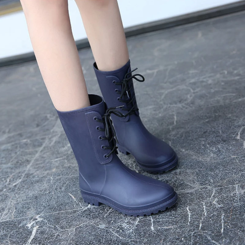 Сапоги женские резиновые до середины икры водонепроницаемые садовые галоши