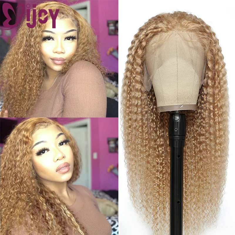 Kinky Curly 13x4 Lace Frontal Human Hair Wigs Honey Blonde Brazilian Hair Lace Closure Wigs Remy Curly Lace Frontal Wig IJOY