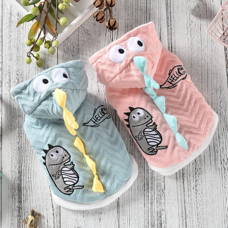 

Одежда для собак в виде динозавра, Йорка, размеры XS XXL, милое среднее пальто для маленького и маленького питомца, костюм для щенка, теплый кос...