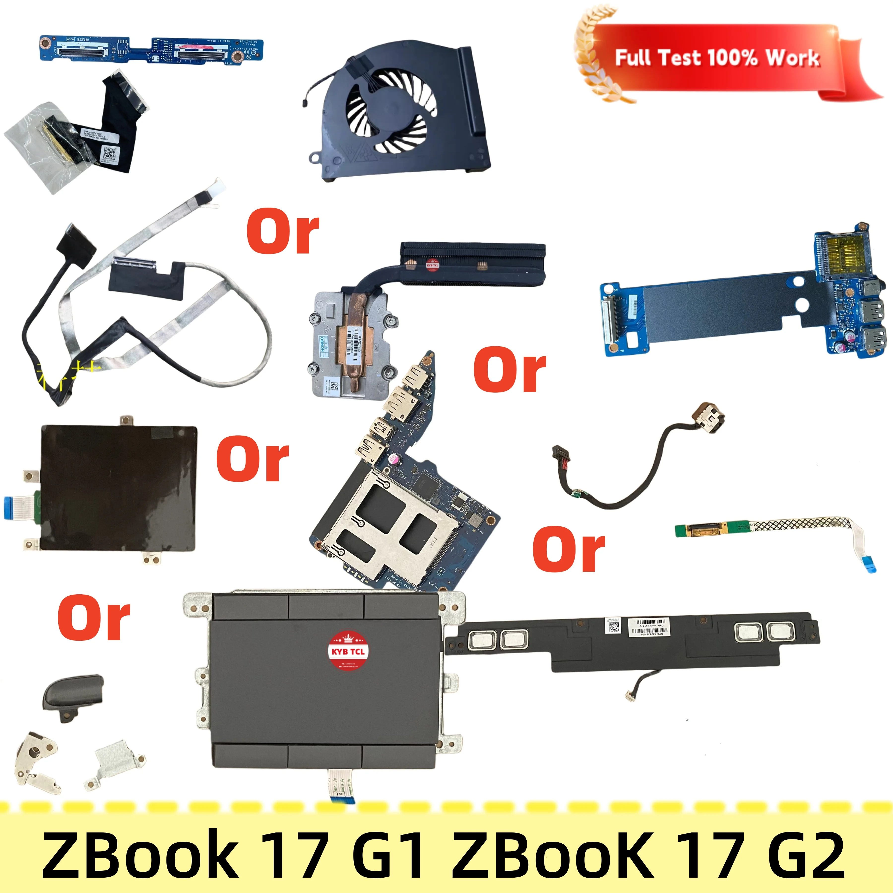 Фото Для HP ZBook 17 G1, ZBOOK 17 G2, радиатор, вентилятор, ЖК-экран, кабель, сенсорная панель, динамик, отпечаток пальца, разъём постоянного тока, USB, аудио-плату, Express Card, смарт-карта, чехол для карт, 735371-001 №1