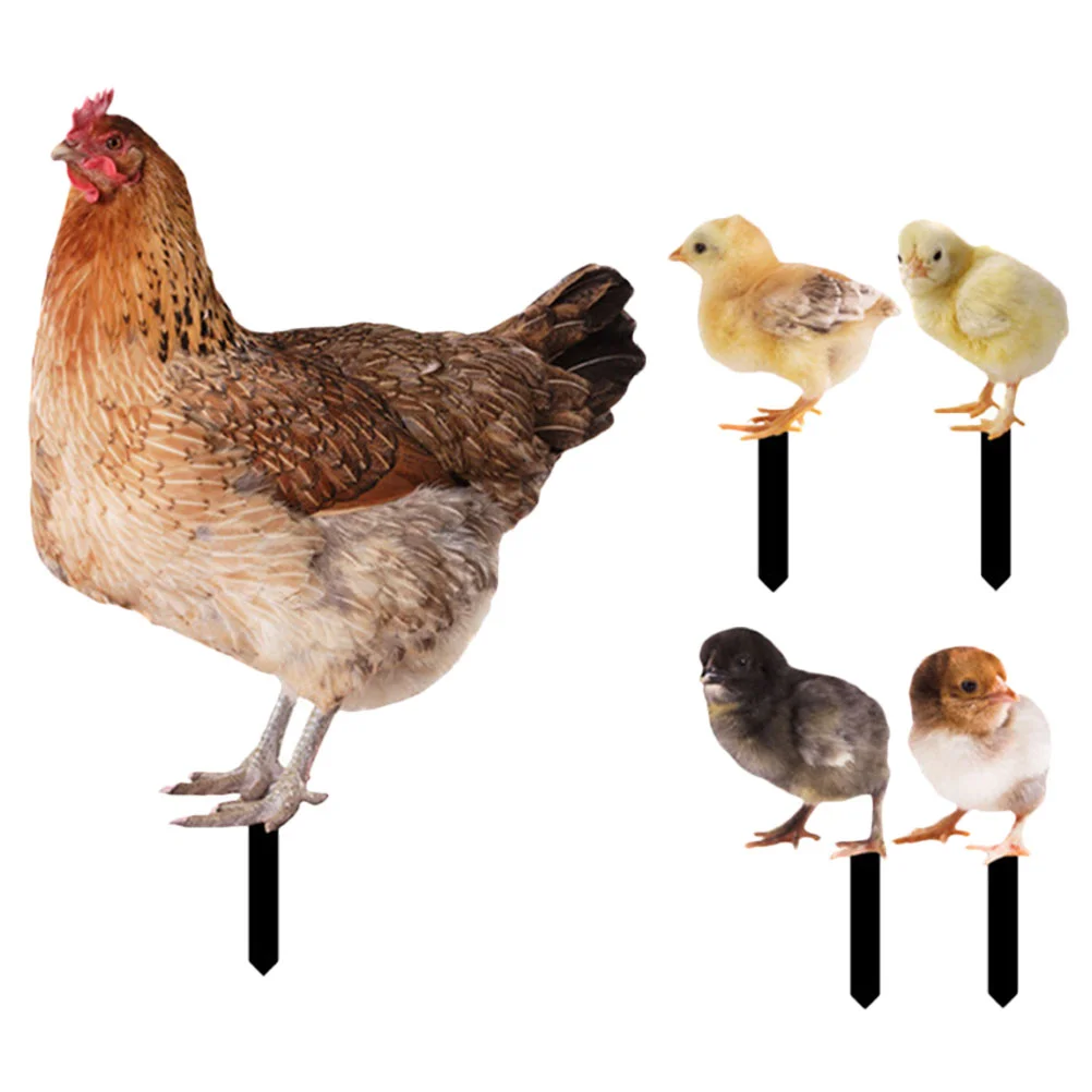 

5 Pcs Chicken Card Yards Decorative Lawn Stake Hen Garden Accessories Outdoor Ornament Acrylic Sign