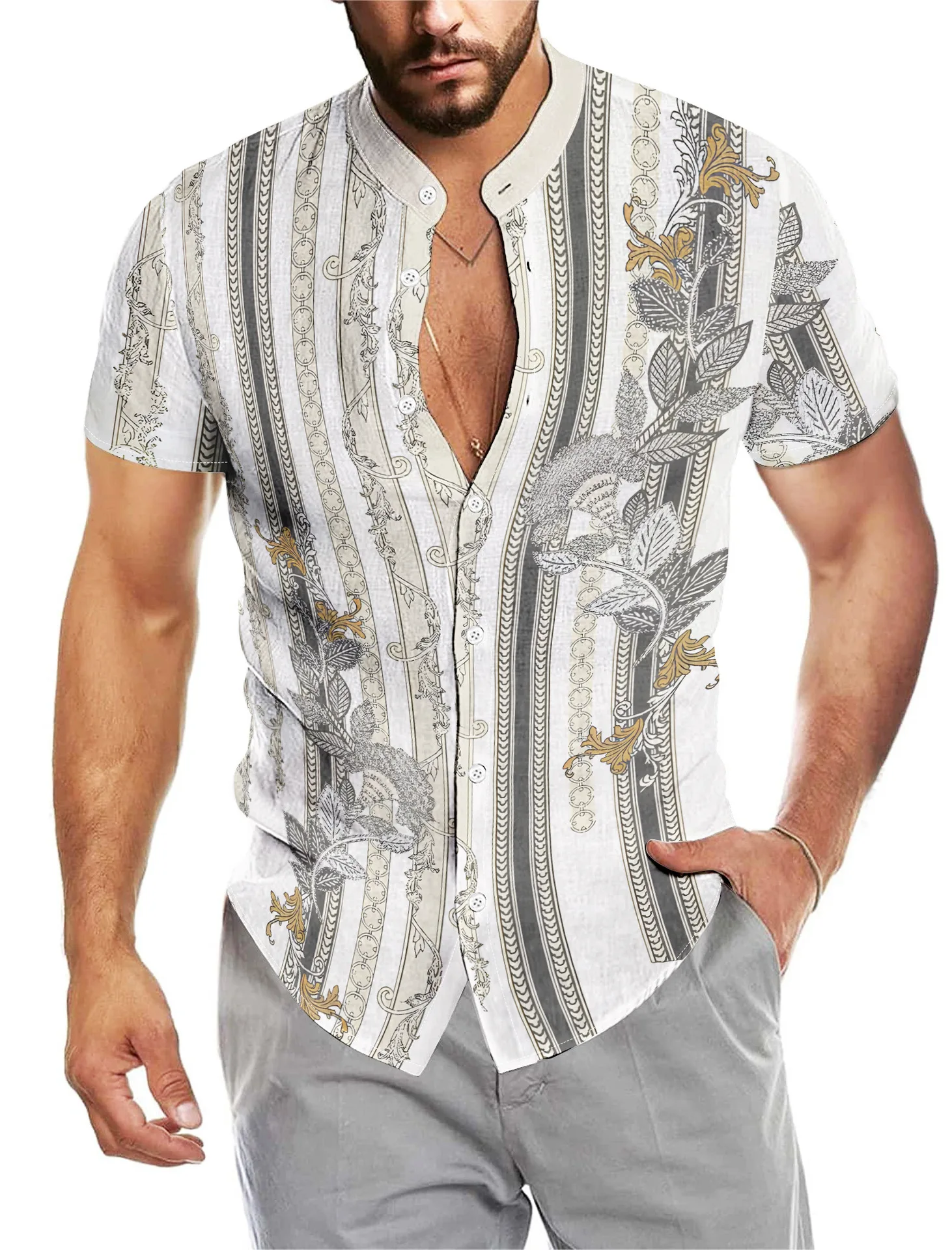 Уличная одежда в стиле Харадзюку 2024 Летняя Повседневная рубашка мужская с