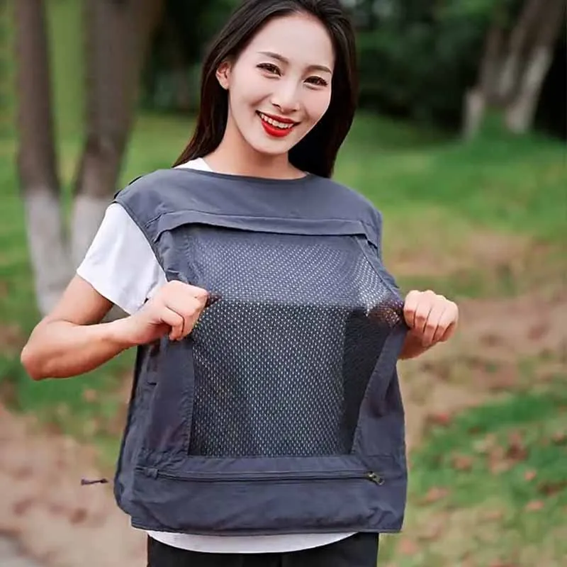 Men's stand collar spring/summer polyester cross-border vest casual multi bag workwear top outdoor photography fishing camisole