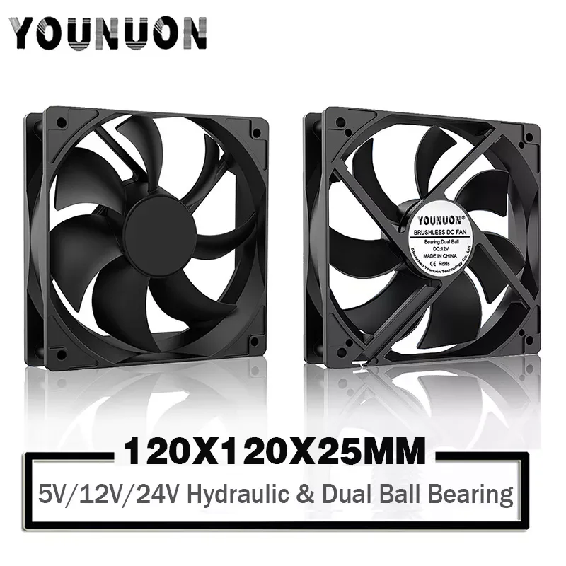 

120mm 12cm 12025 Fan 5V 12V 24V 120mm*120mm*25mm Fan DC Brushless Cooling Fan 120x120x25mm USB 2PIN PC Computer Case Cooler