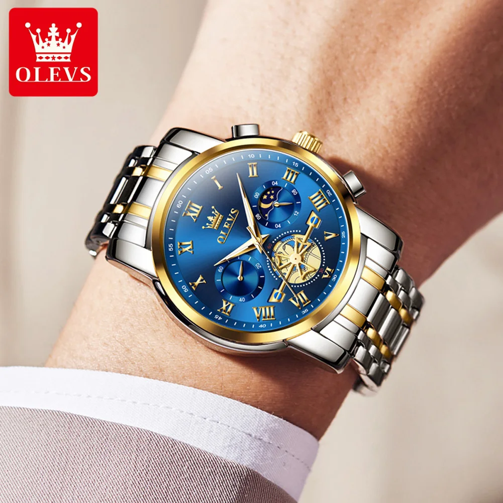 Мужские часы с турбийоном OLEVS модные оригинальные кварцевые наручные Waterpoorf