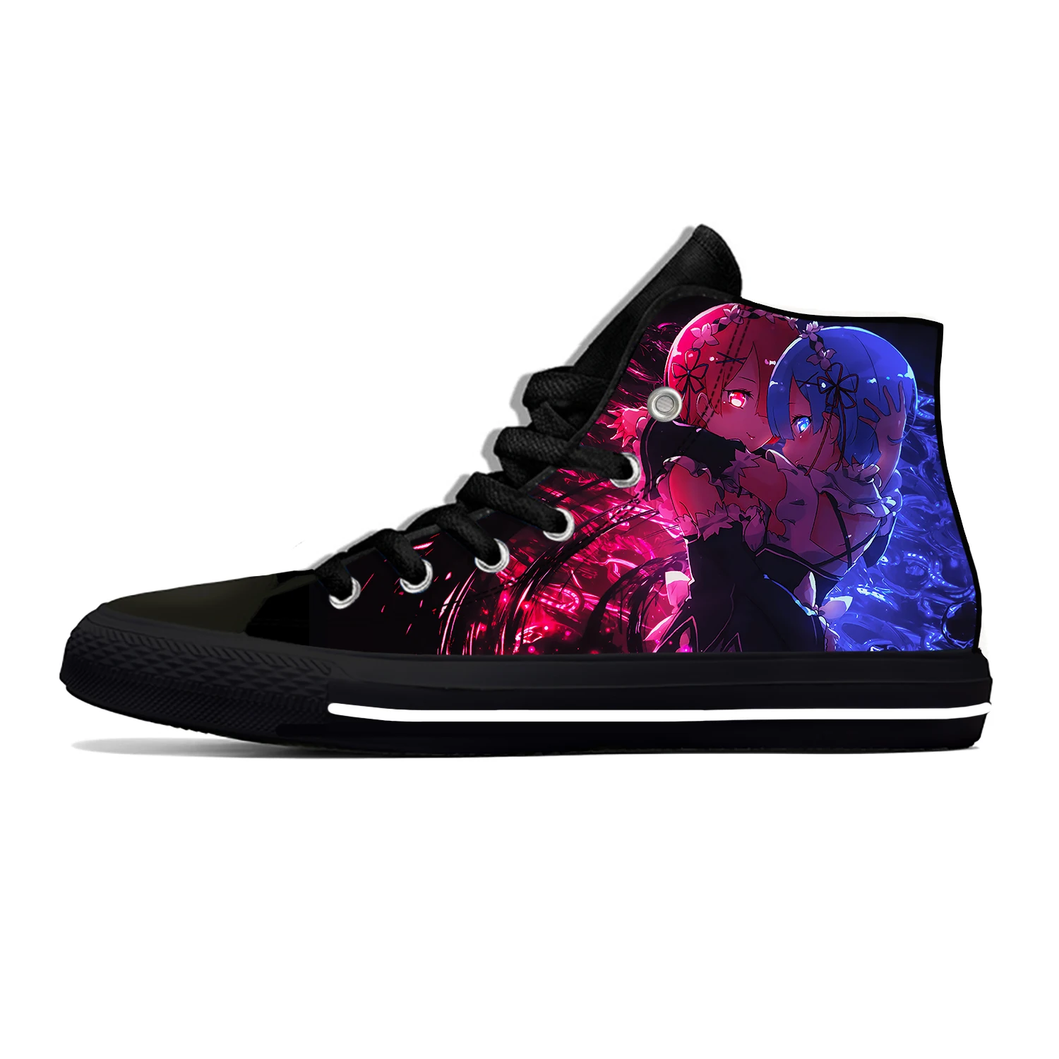 

Anime Re Zero Rem and Ram Lightweight Cloth 3D Print Funny Fashion High Top Canvas Shoes Mens Womens Casual Breathable Sneakers
