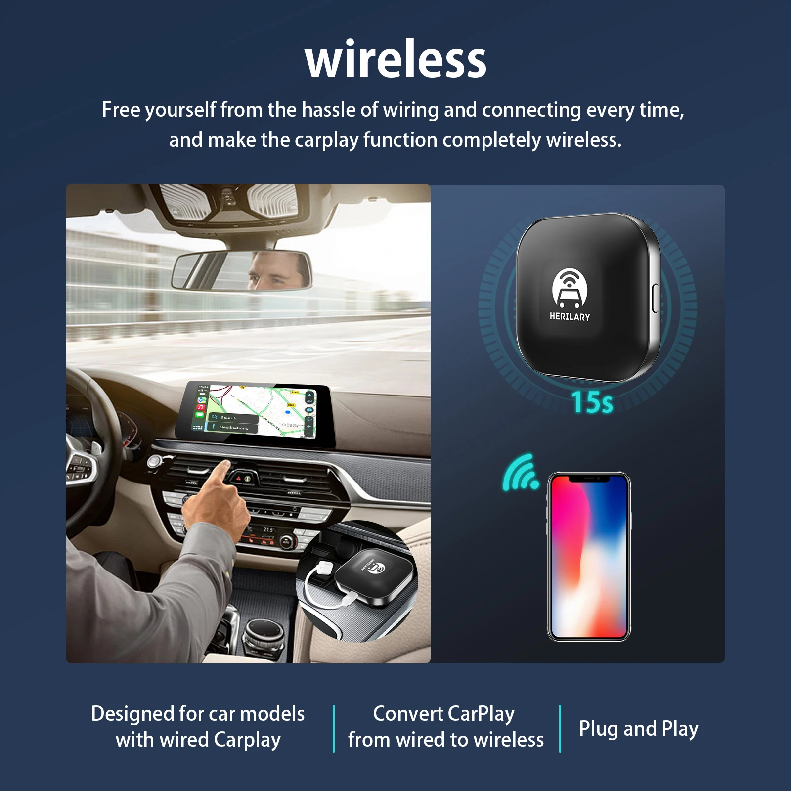 Беспроводной адаптер Leranda Carplay для IOS APPLE Автомобильный мультимедийный