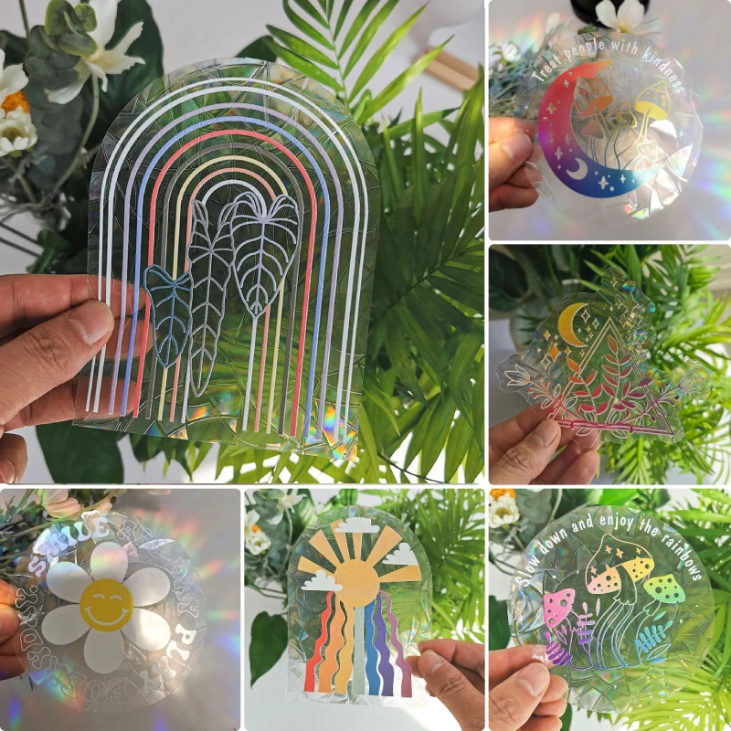 

3D Sun Catcher Wall Stickers Rainbow Maker Prism Light Catcher PVC Window Film Self Adhesive Decal for Home Bedroom Decor