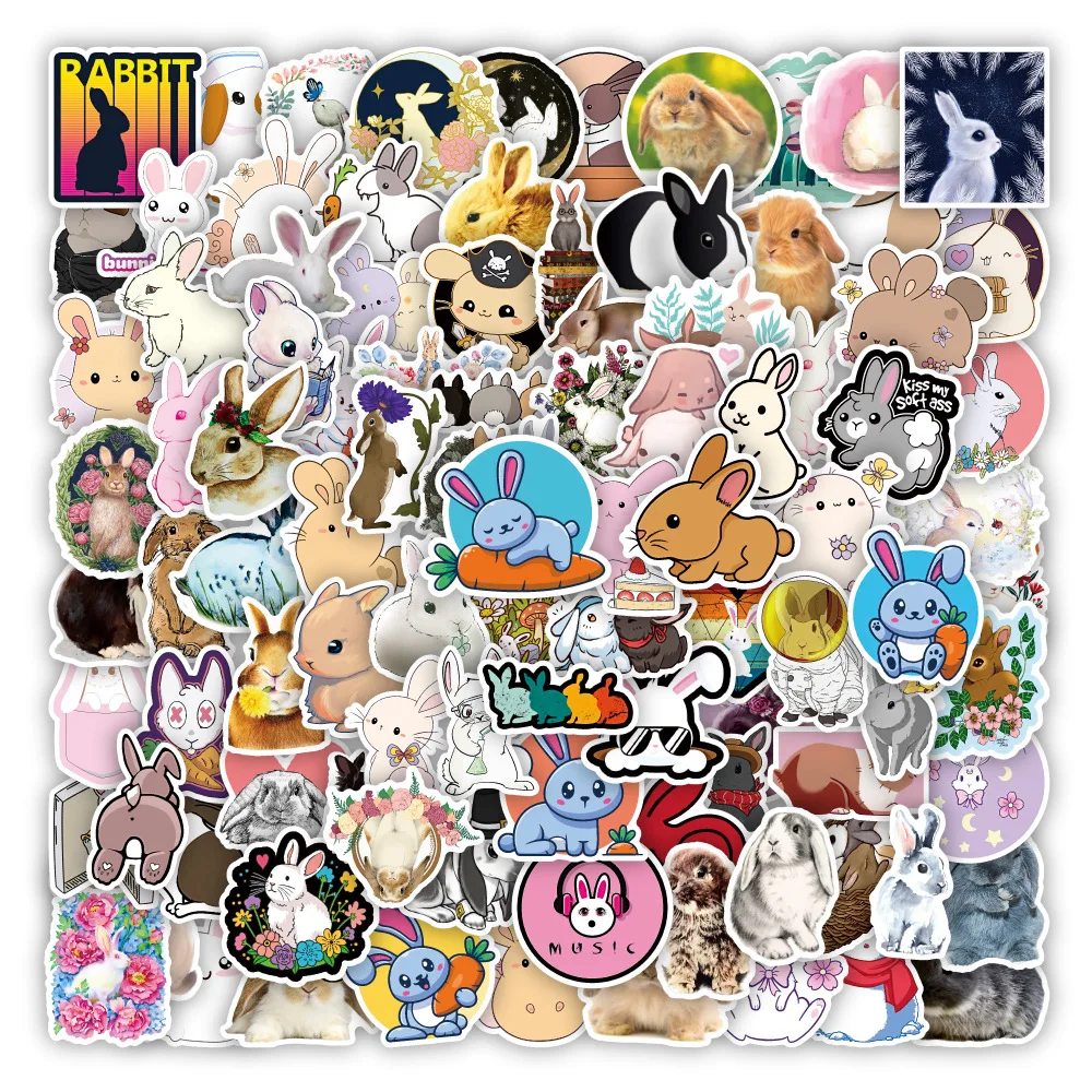 

10/30/50PCS New Popular Cartoon Cute Rabbit Sticker Pack Skateboard Decoration DIY Laptop Waterproof PVC Kids Graffiti Wholesale
