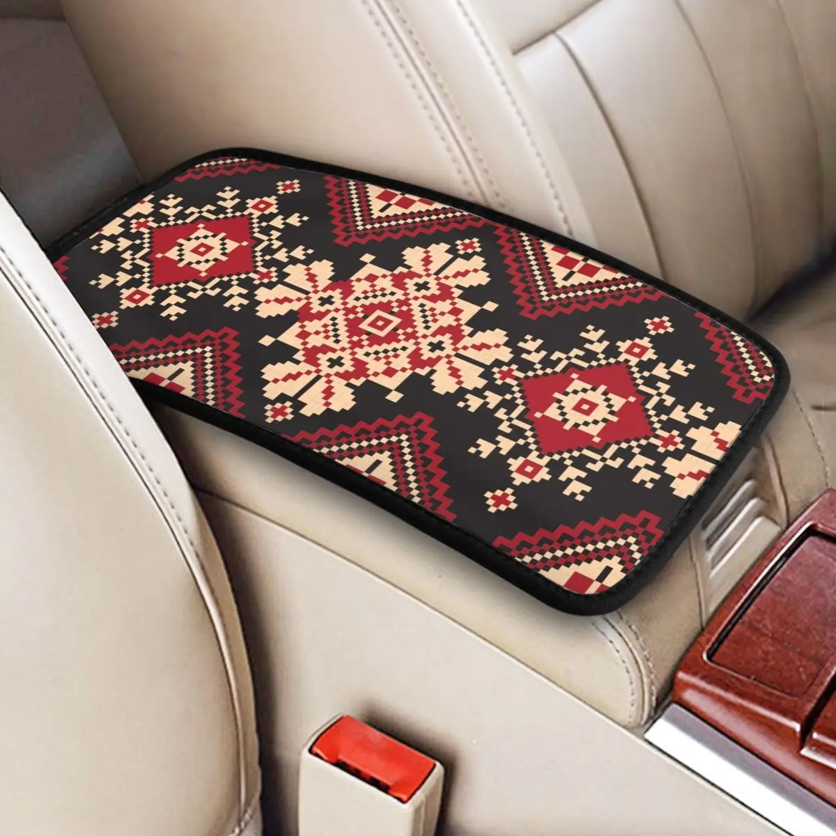 

Jordanian Palestinian Art Car Armrest Cover Luxury Palestine Tatreez Style Center Console Pad Storage Box Protector Mat