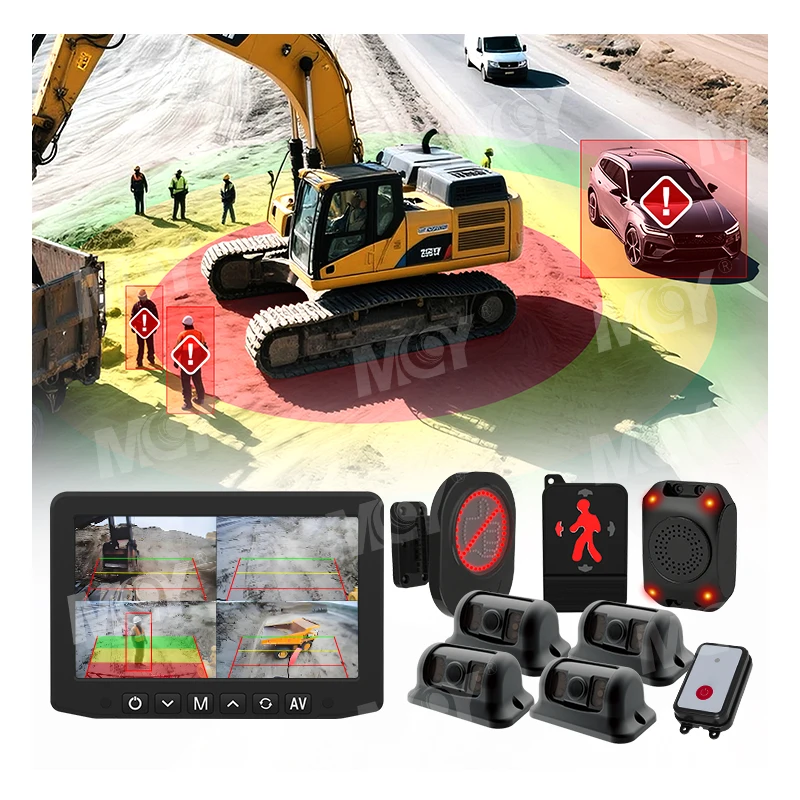 Фото 2026 MCY Светодиодный дисплей для большого пальца AI Smart Construction CCTV 4-канальная камера для строительных площадок Безопасность грузовика №2