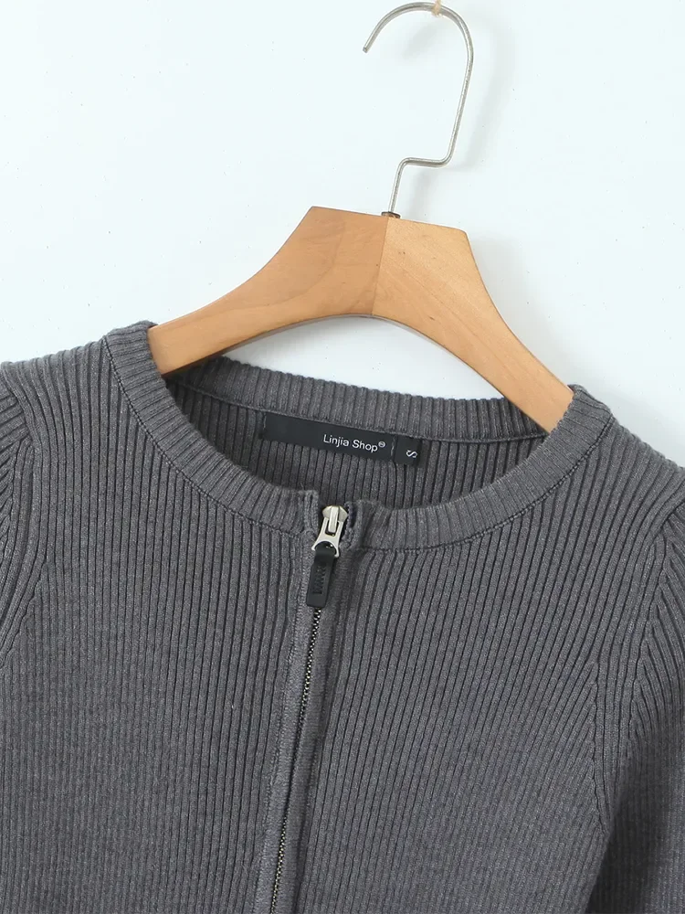 Suninheart 2023 Женский Осенний модный уличный стиль эластичный вязаный кардиган милый