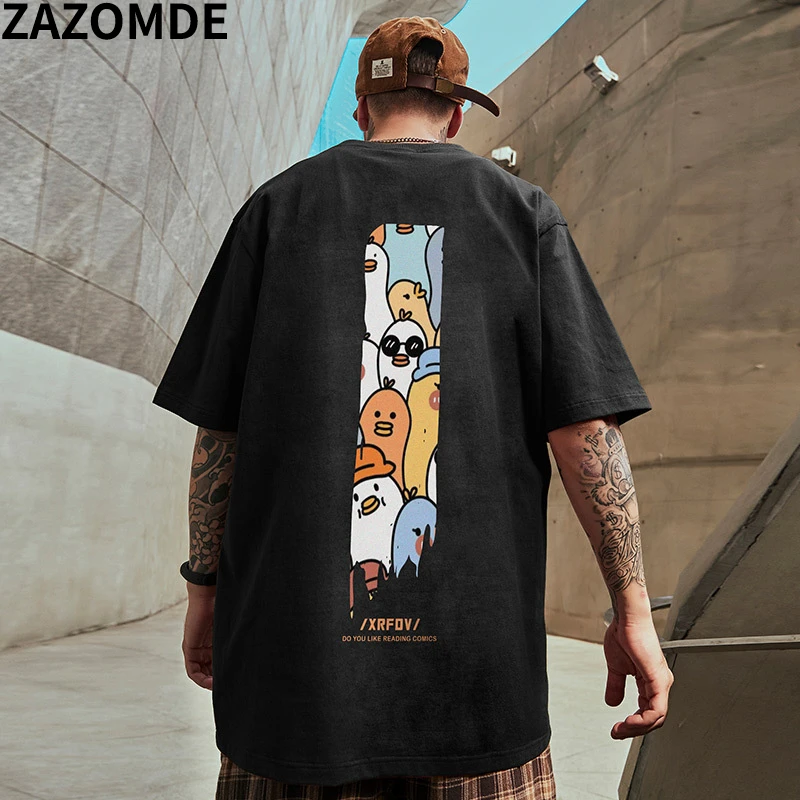 ZAZOMDE Summer Couple Oversized T-shirts Cute Anime Graphic Print T-shirts Summer Hip Hop Style Tee Tops Cottons Fashion Clothes