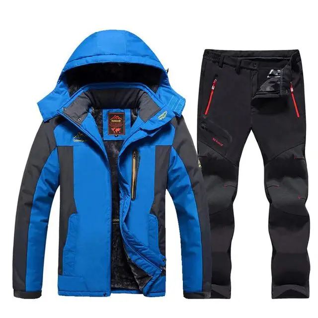 

Новый мужской лыжный костюм брендовая ветрозащитная Водонепроницаемая плотная теплая зимняя куртка для катания на лыжах и сноуборде комплект из куртки и брюк