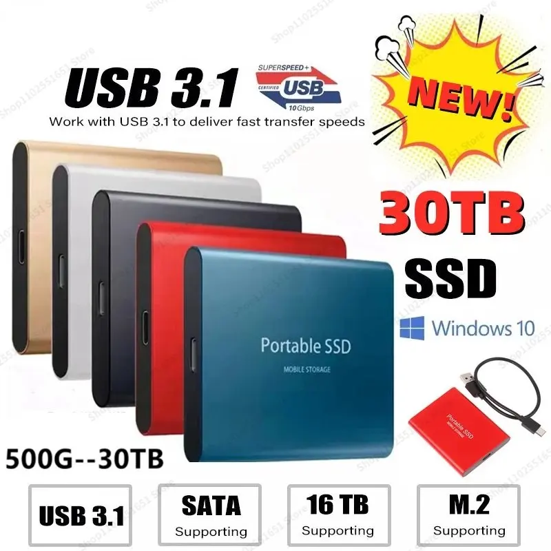 

High Speed 128TB 4TB 8TB SSD USB Portable Hard Drive 16tb 32tb HD External Hard Drive Storage Device USB3.1 Hard Disk for Laptop