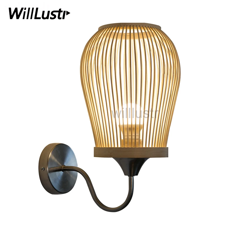 

Бамбуковый настенный светильник ручной работы, бра, китайский фонарь для двери, фойе, крыльца, лофта, ресторана, отеля, прикроватный светильник для спальни, оригинальная деревянная фотолампа