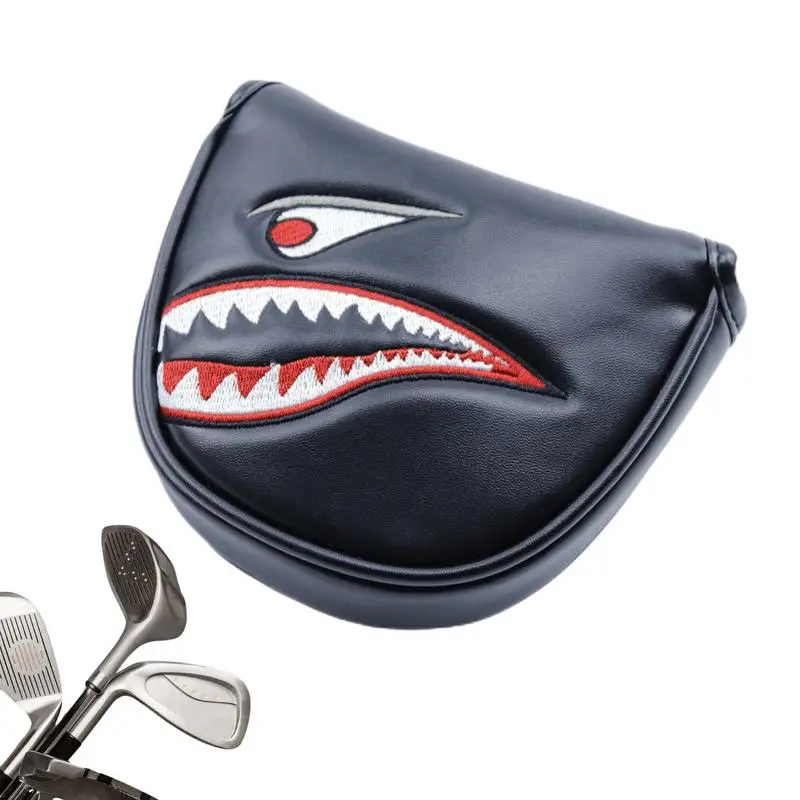 

Golf Club Head Covers Shark Mallet Putter Cover For Wood Club Black And Red Golf Putter Cover With Tags Magnetic Closure PU