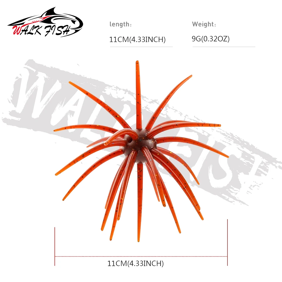 Мягкие приманки WALK FISH из ТПЭ в форме морского ежа, 3 шт.лот, 10 см, 9 г, силиконовые рыболовные приманки для ловли леща, мандаринового окуня, тилапии, форели, морского окуня (art.: 3920db3be5fec) - 3920db3be5fec