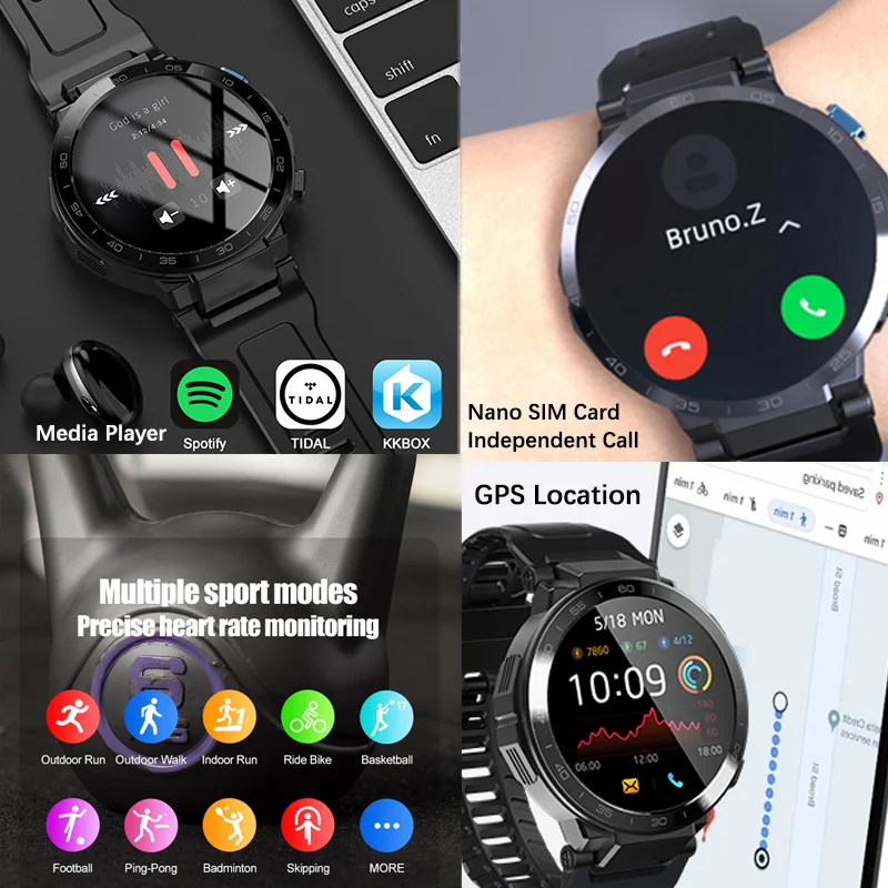 Смарт-часы Z35GT 4G All Netcom круглый экран 1 6 дюйма GPS 1200 мАч Android 10 7 Wi-Fi SIM IP67 4 64 ГБ - купить