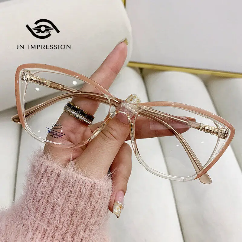 

JN IMPRESSION New TR90 Metal Frame Eyeglasses Anti-blue Light Computer Glasses