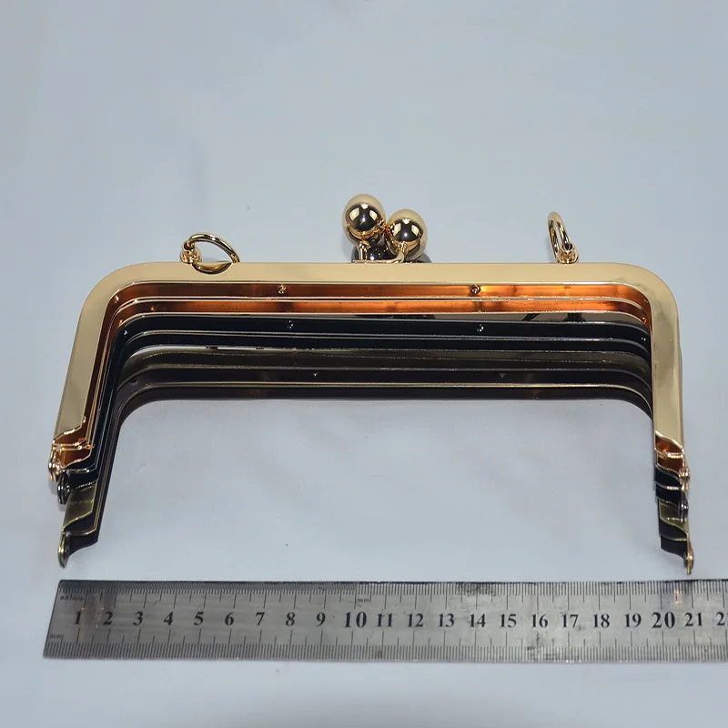 Portemonnee Sluiting Pet Bag Sluiting Portemonnee Gesp Glanzend Geen Gat Vierkant Grote Bal Portemonnee Frame Brons Zwart Goud V