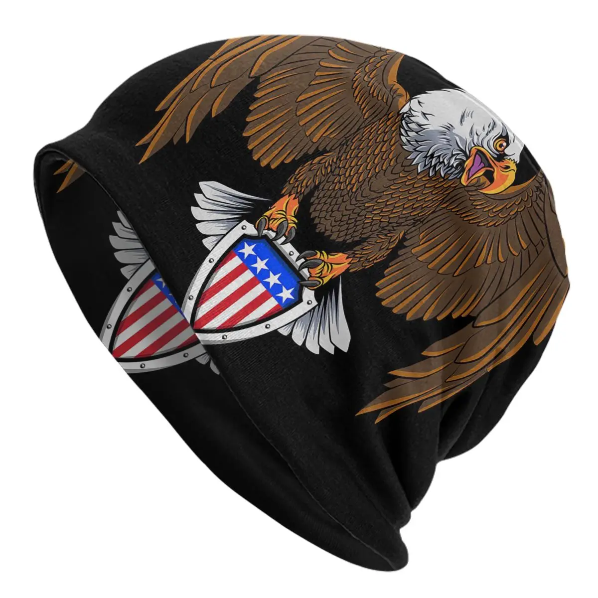 Bald Eagle With USA Emblem - America Flag Adult Men's Women's Knit Hat Keep warm winter Funny knitted hat