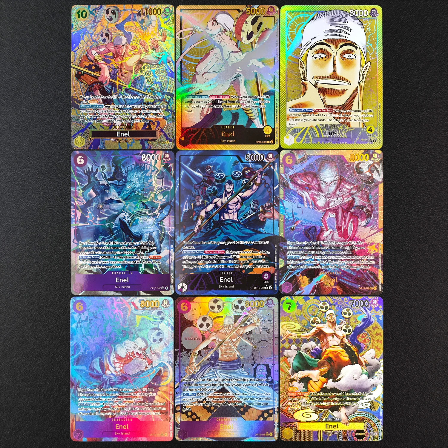 Фото Коллекционная карточная игра Self Made Proxy One Piece English Enel OP05-100 EB02-052 OP15-118 OP15-058 OP15-060 OP05-098 №1