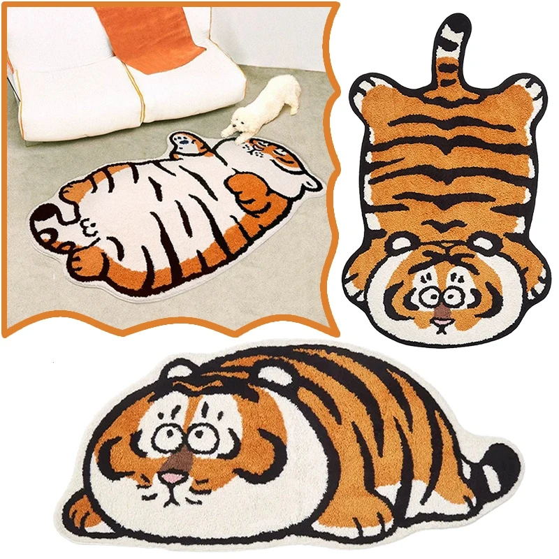 

Cartoon Tiger Rug Non-Slip Bedside Carpet Absorbent Bathroom Mat Protective Floor Mat for Living Room Decor Alfombra Rugs