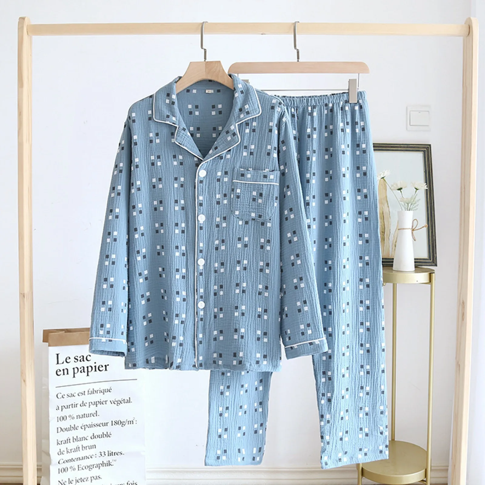 

Men's Home Suits Long-sleeved Trousers Suits for Autumn and Winter Pijamas for Men Flannel Plaid Design Pajamas Home Wear