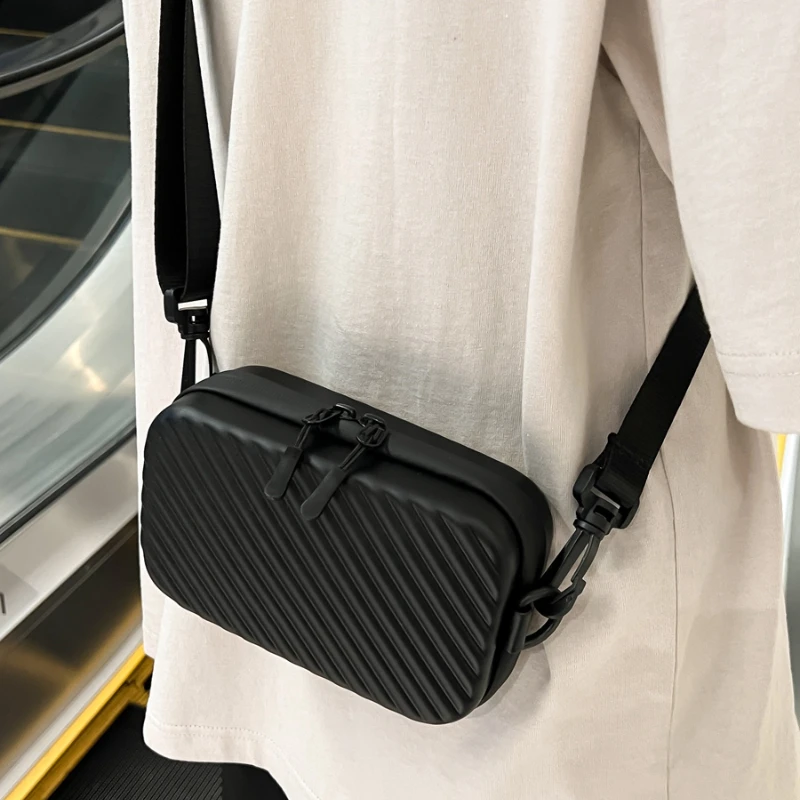 Messenger Bag Man Fashion Small Mini Square Bag Hard Shell Bag Zipper Solid Color Shoulder Bag Wallet 2023 New Trend All-match