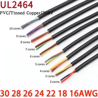 2510m 28 26 24 22 20 18 16 awg ul2464 sheathed wire cable copper signal cable 2 3 4 5 6 7 8 10 core soft electronic audio wire