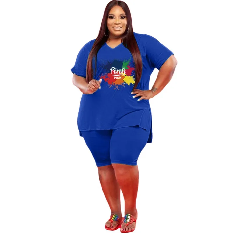 

Женский костюм из двух предметов, футболка и шорты, размеры до 5XL