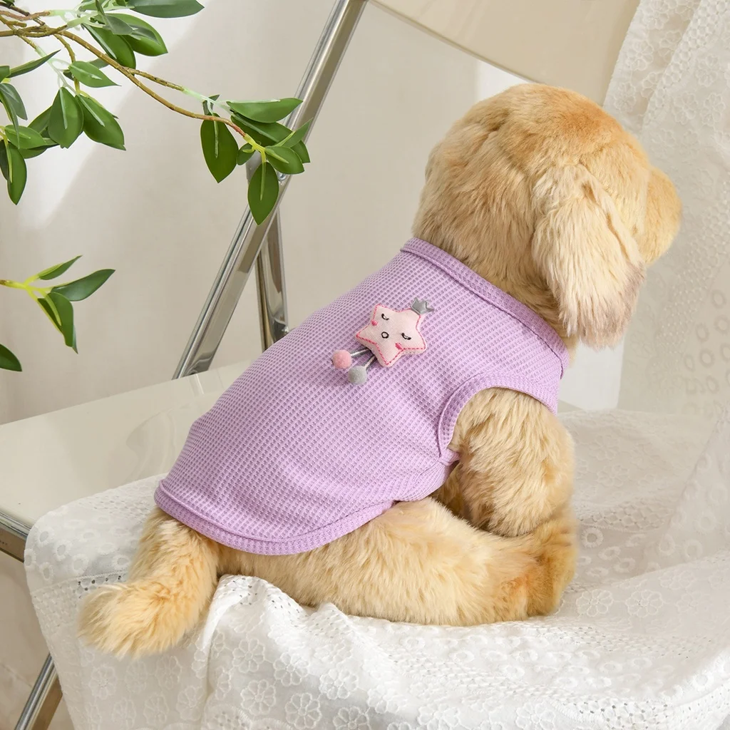 

Pet Simple and Cute Clothes Elephant Star AccessoriesSummer Cool and Breathable Small Tank Top Cat and Dog Clothes