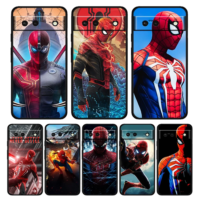 

Marvel Spiderman Avengers Shockproof Case for Google Pixel 7 6 Pro 6a 5 5a 4 4a XL 5G Soft Black Phone Cover Shell Capa Coque