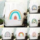 Научить любовь Радужный Женская полотняная сумка для покупок учитель жизни многоразовая Эко сумка-шоппер сумка через плечо модная сумка для книг подарки для учителей