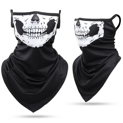 Лыжная повязка с черепом, шарф-труба, шарф-труба, подвесная дышащая бандана для ушей, полумаска-шарф, защитная быстросохнущая мужская принтом маска шарфы мужской женский