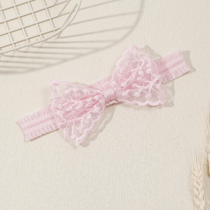 Милая розовая кружевная повязка на голову с бантом милый мягкий бант